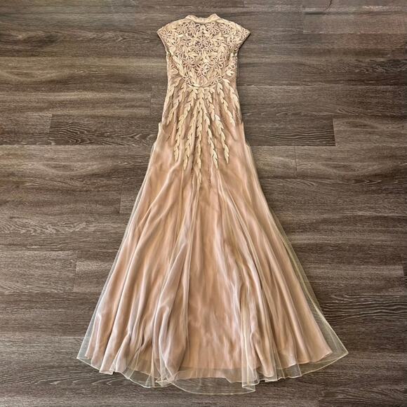 NWT Sue Wong Nocturne Nude Embroidered Sequin Gown Maxi Formal Dress Mandarin - Picture 3 of 16